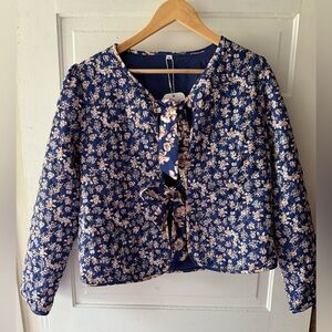 Yinawsky Quilted Floral Navy Women's Blazer NWT